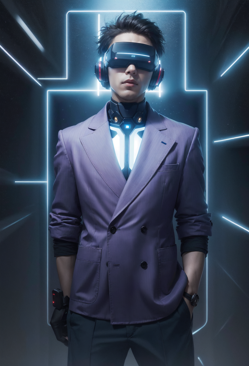01406-610966907-city,starry sky,night,cyberpunk,wide angle lens,1boy,glowing weapon,Purple,battle,mecha,sparkle,x mark head-mounted display,,.png